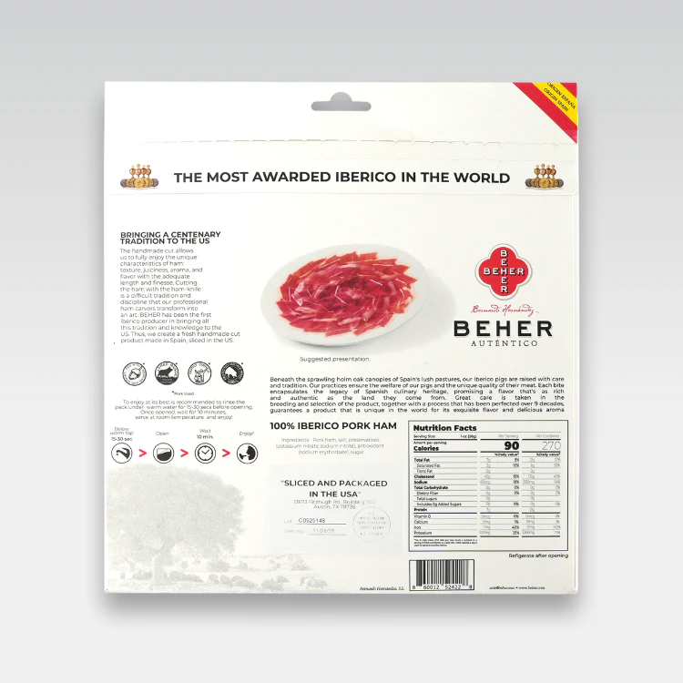 Hand Knife-Sliced Plate 100% Ibérico Ham (Jamón) – World’s Most Awarded, Naturally Cured in Mountains for 4 Years – Plate 3 oz - Image 8